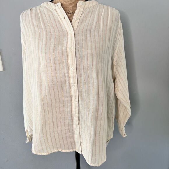 Sz 10 Marie Louise de Monterey AMELIE BLOUSE IN ECRU / GOLD STRIPE NWT $143 MSRP - Picture 6 of 12